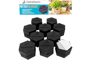 AlpineReach Patas Invisibles para Macetas de Flores y Macetas de Exterior, Resistentes, Soportes de Goma Hexagonales con Superficie Antideslizante, Pads Adhesivos Incluidos, Paquete de 20