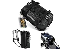 Odinsberg 15L Bolsa Moto Impermeable | Bolsa Estanca Trasera de Colín para Asiento, Barras de Choque y Defensas Laterales | Mochila y Alforja Moto Trail Enduro para Viajes, Equipaje y Aventura