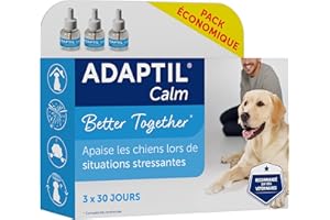 adaptil Calm - Pack 3 recharges pour diffuseur Anti-Stress pour Chiens - Mode d'action Naturel - Agit Pendant 3x30 Jours - sans Somnolence - Fabriqué en France
