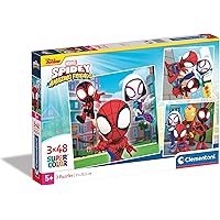 Clementoni- Marvel Spidey And His Amazing Friends Supercolor Friends-3x48 (Include 3 48 Pezzi) Bambini 5 Anni, Puzzle Cartoni