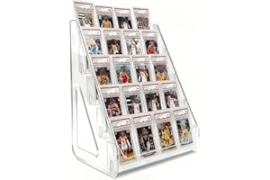 Oncpcare Large 5-Tier Trading Card Display Stand – Transparent Vertical Shelf Rack for Collectible Card Slabs, Toploaders, Postcards and Desk Organisation