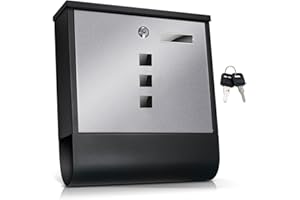 ‎TÄGA TÄGA 2217 Design Briefkasten anthrazit mit Zeitungsfach, Namensschild, Sichtfenster, Edelstahl pulverbeschichtet, abschließbar, 2 Schlüssel, Farbe: matt, anthrazit, grau