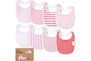 KeaBabies Baby Lätzchen für Jungen & Mädchen - 8er-Pack Bio Baumwolle Lätzchen zum Zahnen - Lätzchen Baby Mädchen & Junge - Lätzchen groß für Säugling, Kleinkind (Blush)