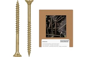 HELPMATE - Viti universali a testa svasata 4,0 x 50 giallo passivato - 200 viti per legno con attacco a T e filettatura parziale - Viti per truciolato per interni ed esterni protetti