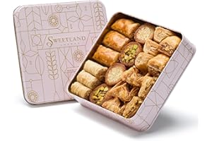 SWEET LAND Sweetland Variety Baklava Pack - 500 g | Handmade Traditional Lebanese Baklava | Selection Tray with Pistachio, Almond & Cashew Nuts | Tin Gift Box | Present for Ramadan, Mother's Day, Easter & Eid