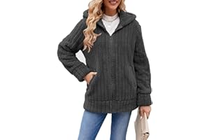 ABYOVRT Felpe con Cappuccio Donna Oversize Teddy Bear Felpa in Pile Caldo Autunnale Invernale Cappotti Elegante Media Lunga Pile Donna con Zip