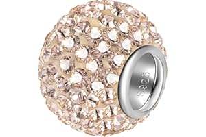 ANDANTE-Stones 925 Sterling Silber Kristall Glitzer Strass Bead Charm Peach als Kettenanhänger oder Element für Bettelarmbänder + Organzasäckchen