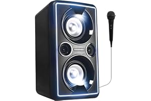 BLAUPUNKT PS 2000 Mobile PA Sound Anlage mit Akku & Lichteffekten – Bluetooth Soundsystem mit Equalizer & Radio inkl. Mikrofon (MP3, USB, AUX, 2 x 25 Watt RMS)