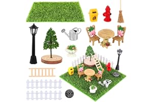HIULLEN Accesorios de jardín en Miniatura, 15 Piezas Juego de jardín de casa de muñecas, Accesorios de Elfos navideños, Herramientas de jardín, micropaisaje, Mini Valla Escoba decoración de Muebles