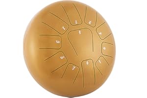 BuoQua Handpan Harmonic, Hand Drum Tamburo Musicale in Acciaio in 11 Note, Drum Hand 12 Pollici con Soft Hand Pan Bag,Hand Drum Oro con Liibro di Musica, Borsa, Staffa a Mazzuolo