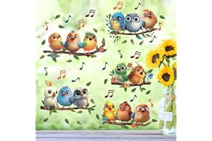 HPNIUB Fensterbilder Frühling Selbstklebend,Fensteraufkleber Blumen,Wandtattoo Vögel,Wandtattoo für Fensterscheiben,Vogel Aufkleber Fenster,Fensterbilder frühling für Wohnzimmer (Bird 2)