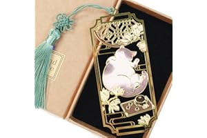 HEYMILA Marque Page en Métal avec Chat, Cadeau D'anniversaire pour les Femmes et les Amateurs de Marque-Pages, les Enseignants et les Étudiants, Marque-Page Cadeau pour le Club de Lecture - Violet