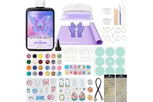 HeyClear 250g Kit de Resine UV avec Lampe, Résine UV Transparent Comprend Moule et Matériel de Moulage pour Création de Bijoux, Boucles d'Oreilles, Keychains et Décorations DIY