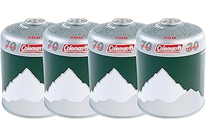 Coleman 4 x C500 Cartuccia Gas, Cartuccia con valvola con valvola a Vite, Adatta per fornelli da Campeggio, Griglie da Campeggio o lampade, Potente Miscela butano/propano da 440 g