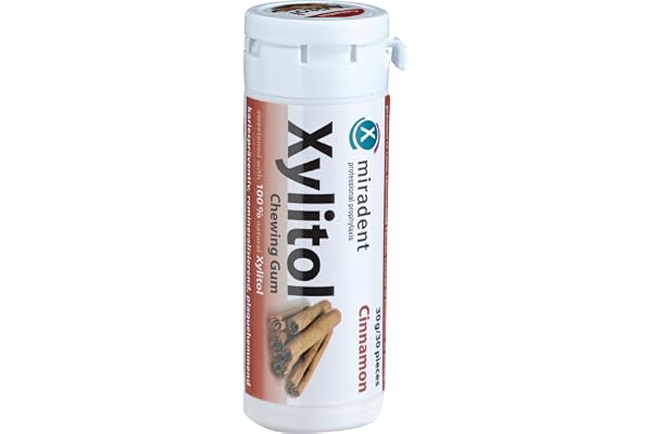 Miradent Xylitol Chewing Gum Cannelle Lot de 30 Pack de 4 (4 x 30 g)