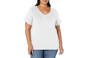 Amazon Essentials Plus Size Classic-fit Short-sleeve V-neck T-shirt T-shirt Femme