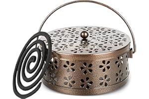 JunD Soporte para Bobinas de Incienso Antimosquitos, Portátil Mosquito Coil Holder, Soporte para Bobina de Mosquitos, Accesorios Antimosquitos para Camping, Verano, Interior y Exterior (Bronce)