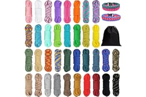 SATISKID 36 Colors Paracord Cord 550 Combo Kit, 10 Feet 4mm Parachute Cord 550 Paracord Bracelet Rope 7 Strands Nylon Rope Outdoor Survival Rope for Outdoor Camping Keychain Dog Collar DIY Crafting Making