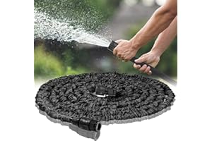 VIGODAY Expandable Garden Hose Pipe 100ft -Flexible Garden Hoses with 3 Layer Latex Core No Kink Anti-Leakage Hosepipe for Any Spray Gun Nozzle, Hosepipes for Garden Lawn Car Wash (100FT-PW-Black)