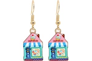 Bluebubble TINY TOWN Miniature Shop Dangle Earrings on Gift Card