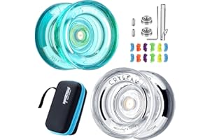 MAGICYOYO Zestaw 2 szt. K2 CRYSTAL szybkie reakcje jojo dla dzieci, profesjonalne jo-jo z niereagującym łożyskiem jojo + 10 sznurków jojo, 2 worki, 2 narzędzia do usuwania łożysk, 2 klucze płaskie