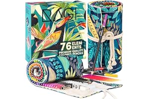 RAGI 76-częsciowy zestaw kredek w zwijanym etui - kredki ołówkowe dla dorosłych - idealne do rysowania i cieniowania - zestaw z gumką, temperówką, przedłużką