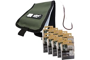 Zite Fishing Vorfach-Zubehör-Set | 13 x 19 cm Hakentasche | Angeltasche mit fertig gebundenen Angel-Haken | Ködertasche & Rigwallet | 50x Gr.1 & 50x Gr.2 Aal-Vorfächer | Angel-Zubehör | Aal-Angeln