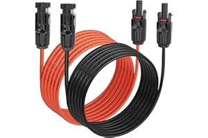 GINTOOYUN 2 Pcs 11AWG Solar Verlängerungskabel Wasserdicht Solar Stecker Stecker zu Buchse Solar Panel Anschlusskabel（196.8Inch 4mm ² Rot+196.8Inch 4mm ² Schwarz(Stil 3)
