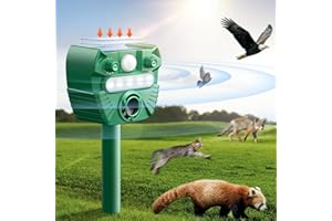 FEELNEEDY Cat Repellent Ultrasonic, Fox Squirrel Repellent for Garden, Solar Outdoor Animal Repeller, 5 Modes Deterrent for Garden Yard Field Farm, Cat Scarers Pet & Wild Animal Control (Raccoon)