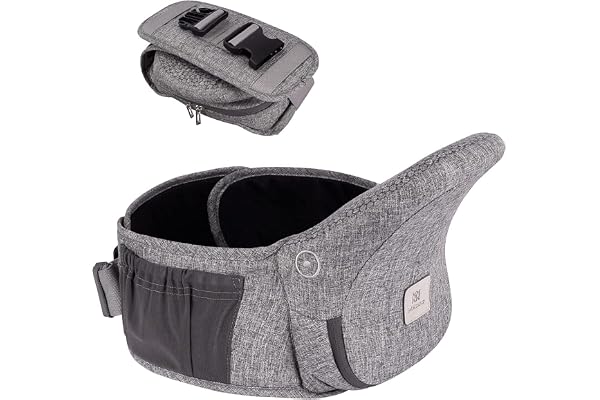 Bebamour Porte-bébé Hipseat 0-36 mois, tabouret de taille avec support dorsal léger et réglable, porte-bébé 3 en 1 siège bébé à tout-petit(New Light Grey)