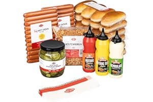 ‎HOT DOG WORLD HOT DOG WORLD - Classic Hot Dog Set "dänische Art" (77-teiliges Set) für 24 Hot Dogs
