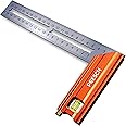 Presch Try Square 200 mm - Small - Includes rust-free marking gauge (20cm), level bubble & marking pin - 90° & 45° - Carpenters, Precision, Joiners or Engineers Square