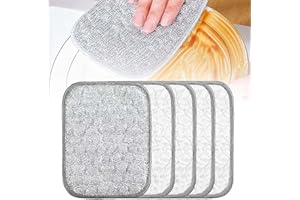 Jerpsen Multipurpose Wire Dishwashing Rags for Wet and Dry, Reusable Wire Miracle Cleaning Cloths, Round Wire Washing Cloth, Non Scratch Wire Dishcloth for Kitchen, Sinks, Pots, Pans (5PCS)