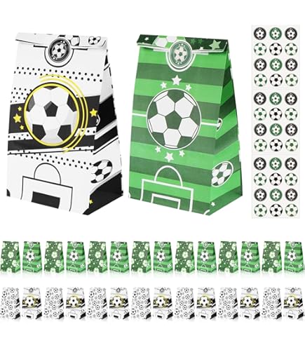 Sacchetti Regalo Calcio - 24 Pezzi Con Adesivi | Per Feste Compleanno A Tema Calcistico - Foto 6