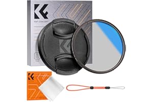 K&F CONCEPT Nano-Klear Filtro Polarizador Circular CPL con Tapa de Lente, 55mm Filtro Polarizador de Vidrio Óptico con Revestimiento Nano con Tapa de Objetivo y Un Paño de Limpieza