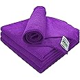 SOFTSPUN Microfiber Cloth-4 pcs 40x40 cms 340 GSM Purple Thick Lint & Streak-Free Multipurpose Cloths Automotive Microfibre Towels for Car Bike Cleaning Polishing Washing & Detailing.…