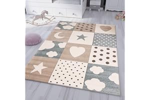 ‎VIMODA VIMODA Kinderteppich Teppich Kinderzimmer Babyteppich mit Herz Stern Mond, Maße:160x230 cm