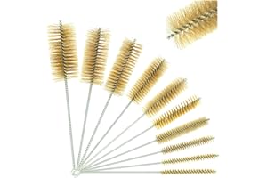URHELP 10 Stück Messing Rohrbürste Set, Rohrreinigungsbürste, Drahtbürste Rund,10/12/15/20/25/30/35/40/45/50mm Messing Zylinderbürste,für Rohrrohr Zylinder Bohrungen Reinigung Handwerkzeug