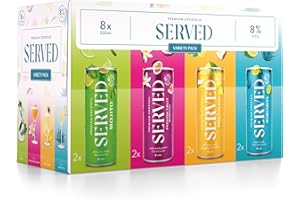 SERVED Cocktail Variety Pack, 8% ABV, Premium Bar Quality Cocktails, Pre-Mixed & Ready To Drink, 8 x 250ml Cans