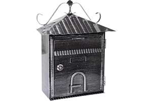 ARREGUI Rustica D-2204 metalowa skrzynka na listy w stylu rustykalnym, ścienna skrzynka na listy do użytku na zewnątrz z klapką ochronną, łatwy montaż, czarna szczotkowana, rozmiar S (DIN A5) -35 x 28