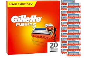 Gillette Fusion5 20 Lamette di Ricambio per Rasoio, Con Striscia lubrificante per una Scorrevolezza Fluida e 5 Lame per una Rasatura Profonda e Duratura