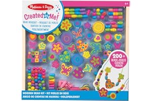 Melissa & Doug Juego de cuentas de madera para hacer collares, Cuentas para hacer joyas, pulseras de amistad, Juego creativo, Regalo para niñas y niños de 4, 5, 6 años