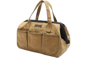 DENIFITER Werkzeugtasche, 13-Zoll-Hochleistungs-Weithals-wasserdichte Werkzeugtasche, Werkzeugtasche mit Griff für Werkzeuge, Schraubenschlüssel, Schraubendreher (13 x 7,8 x 9 Zoll) | Khaki