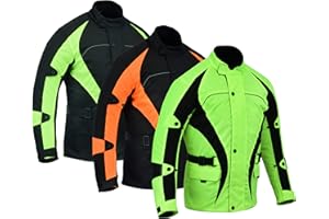 warrior gears® Motorcycle Riding Jacket Men's Riding, Textile Racing Motorbike Jacket, Hi-Vis Bikers Top with CE Armored | Men's Waterproof Jackets