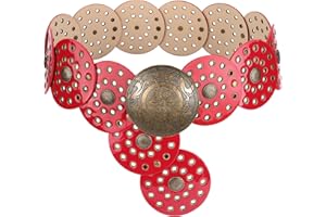 WERFORU Ceinture Bohème Disques pour Femme Ceinture Large Femme Style Western et Vintage Concho pour Jeans et Robes