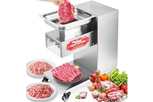 NEWTRY Commercial Meat Cutter Cutting Machine 1102LBS/H 550W Electric Stainless Steel QE Fresh Meat Shredded Slicer Processing Machine (220V, 7mm Blade)