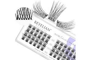 BEYELIAN Pestañas Postizas Individuales DIY, C Curl 48 Pcs 0.07mm 10-16mm Mixed Cluster Lashes Pestañas Naturales en Casa (Twin Flowers)
