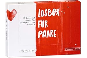 HERZMEISTER Losbox für Paare - Das Geschenk für unvergessliche Momente - 50 Lose mit Ideen für Spiel, Spaß & viel Liebe - Überraschung zum Geburtstag & Jahrestag für Mann, Frau, Partner, Freund & Freund