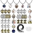 anezus Pendant Trays with Glass Cabochons for Jewelry Making, 90pcs Pendants Trays Set Including 30pcs Bezel Pendant Trays Blanks, 30pcs Glass Cabochons and 30pcs Necklaces Cords for Necklace Making