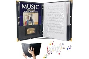 IvyRobes Sheet Music Folder Black, 3 Rings Binder 12.5" x 10" Piano Music Binder Choir Folder with Elastic Band,10 Pockets for Sheets 8.5 * 11/A4